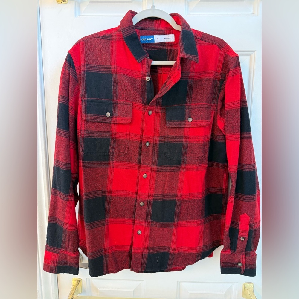 Old Navy Red & Black Plaid Flannel Shirt